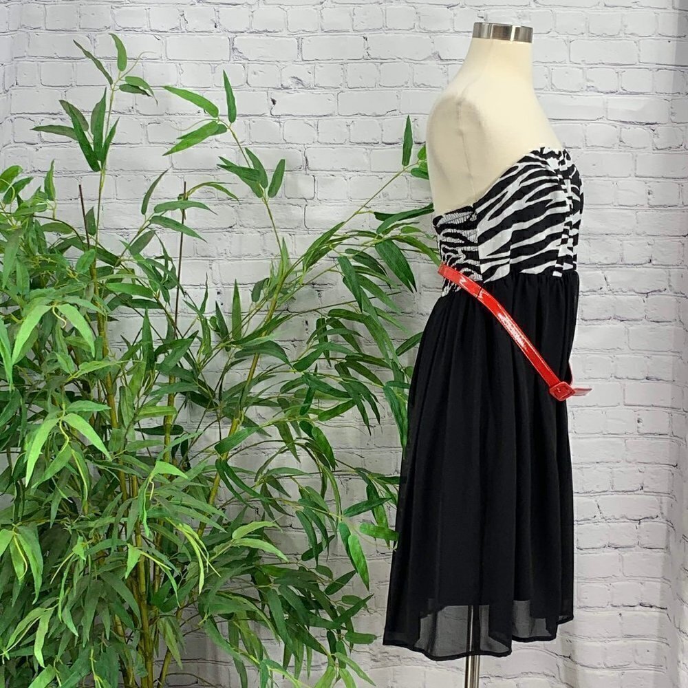 Torrid Strapless Black Dress w/ Zebra Print Bust - Picture 2 of 5